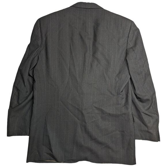 Vtg 1980s Christian Dior Monsieur Gray Wool Pinstriped Two Button Blazer 42 L - Picture 2 of 8